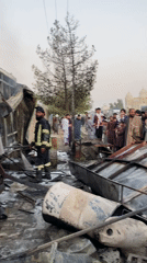 Building fire aftermath draws crowds in Kandahar