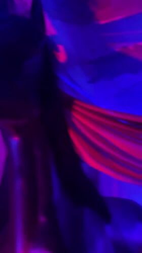 Nightclub scene with illuminated horse statue captured in Lucignano