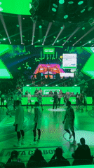 Basketball game held in illuminated Moscow arena