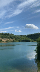 Blue Lake quarry near Vsevolozhsk on a calm summer morning