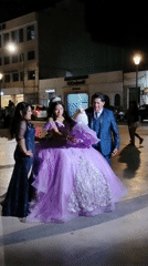 Quinceañera celebration captured in Tacna plaza at night