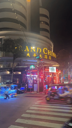 Evening street life documented in Bangkok's busy Chinatown district