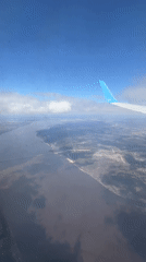 Aerial view captured from airplane over Russian town
