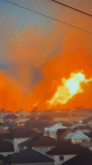 Major industrial explosion and fire, with surrounding social media activity