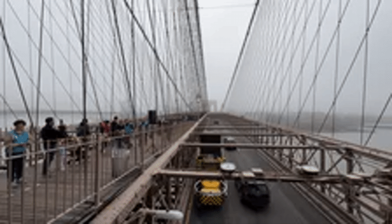 Pedestrians observed walking along Brooklyn Bridge walkway