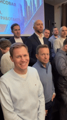 Men gather for indoor event in Moscow