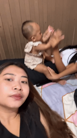 Baby moments at home in Denpasar, captured close up
