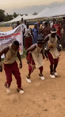 Traditional dancers perform in coordinated outfits across Nigerian communities