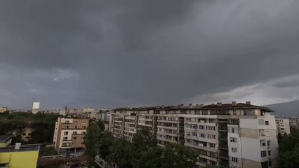 Storm clouds gather over Sofia residential areas