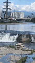 Fishing and flowing water at a Sochi river weir