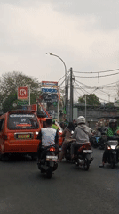 Rush hour congestion and street life around Bekasi Station