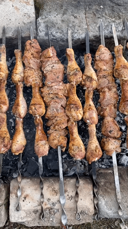 Outdoor grilling and utility lines observed in Gyumri