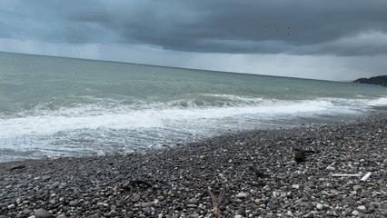Woman enjoys beach visit and indoor celebration in Sochi