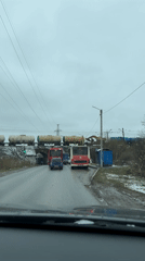 Wet road conditions observed in Nyashino, Russia