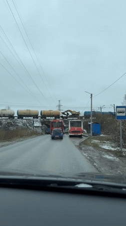 Wet road conditions observed in Nyashino, Russia