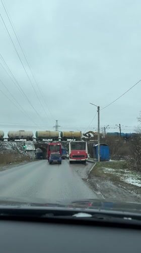 Wet road conditions observed in Nyashino, Russia