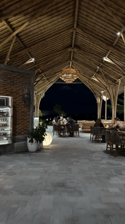 Evening dining and relaxation scenes captured at Nusa Penida venues