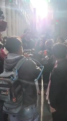 Protest and police standoff outside La Paz government building