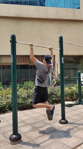 Early morning fitness routine observed in Vietnamese outdoor gym