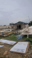 Hospital beds scattered outdoors in Bauchi, Nigeria