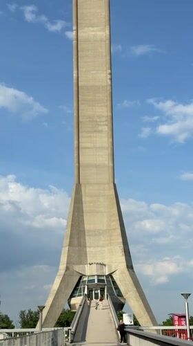 Visitor documents Avala Tower from multiple angles in Belgrade