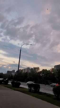 Storm clouds gather over Minsk streets Thursday evening