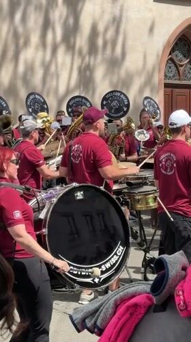 Swiss marching band performs street concert in Basel