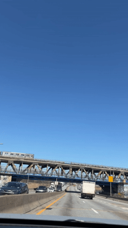 Driver records sunny highway conditions in New York