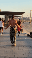 Tel Aviv beachfront scene captured during golden hour
