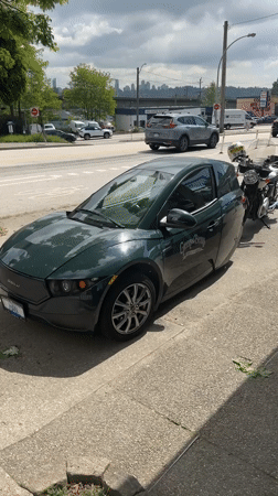 Electric SOLO vehicle with cafe branding spotted in New Westminster