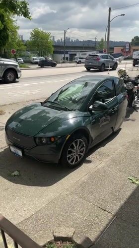Electric SOLO vehicle with cafe branding spotted in New Westminster