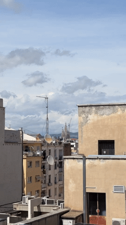 Barcelona cityscape with Sagrada Familia captured on video