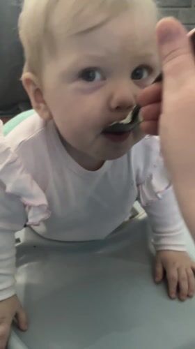 Baby feeding time captured in Vesyoloye, Russia
