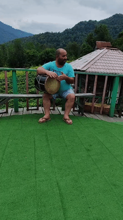 Drumming, Georgian flags, and local drinks in Pirveli Maisi
