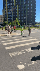 Community running group exercises in Mytishchi, Russia Saturday morning