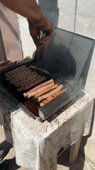 Backyard grill and garden life in rural Bulgaria