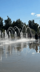 Families enjoy sunny afternoon at Izhevsk fountain plaza