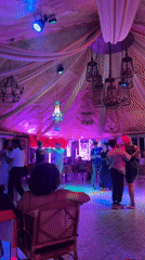 Couples dance salsa at decorated Pattaya venue Saturday evening
