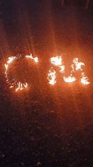 Ground fires form letters in Tinaquillo, Venezuela