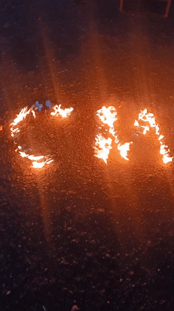 Ground fires form letters in Tinaquillo, Venezuela