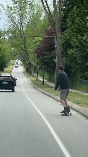 Man skateboards down road in Electoral Area A overnight