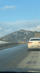 Road trip documented through Russian winter landscape with gas stop