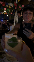 Social drinks shared at Bali restaurants during midday gathering