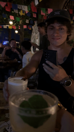 Social drinks shared at Bali restaurants during midday gathering