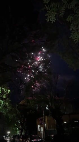 Fireworks light up night sky in Sevlievo, Bulgaria