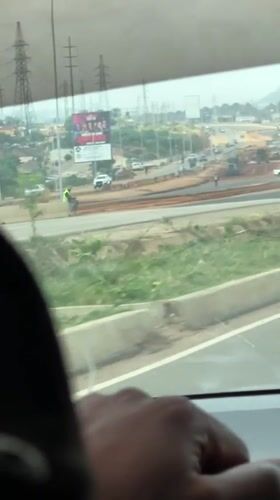 Highway construction activity documented in Abuja, Nigeria