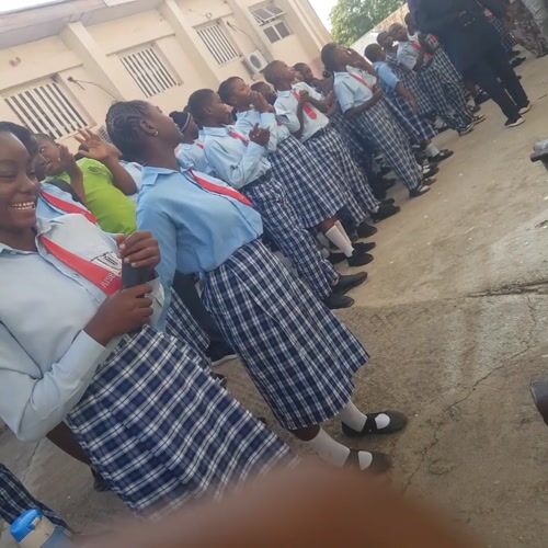 Students gather for morning assembly in Bauchi, Nigeria