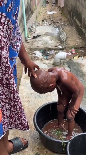 Traditional child bathing ritual observed in Badagry, Nigeria