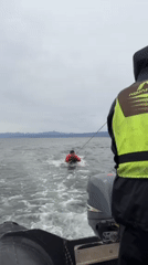 Recreational boat towing activity observed near Ushuaia, Argentina