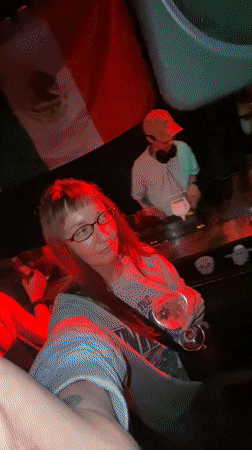 Late night out at a red-lit bar in Izhevsk